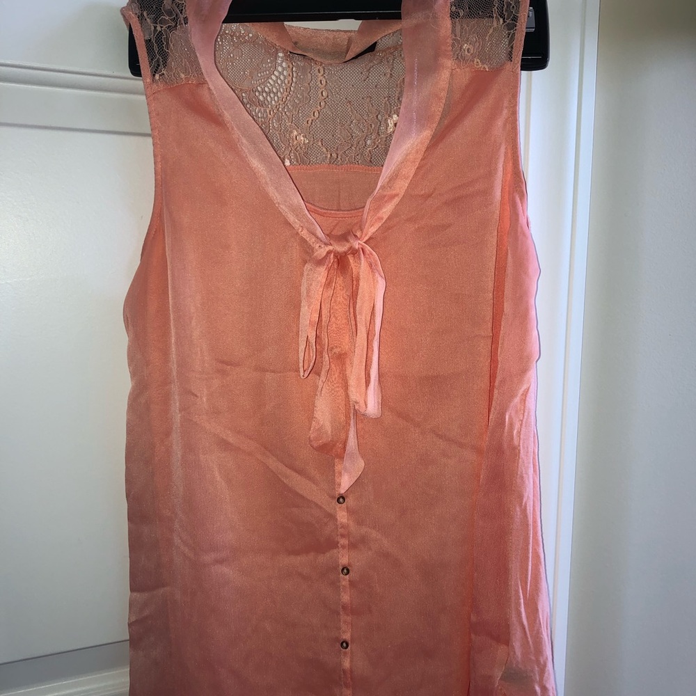Chic Peach Front Tie Tank